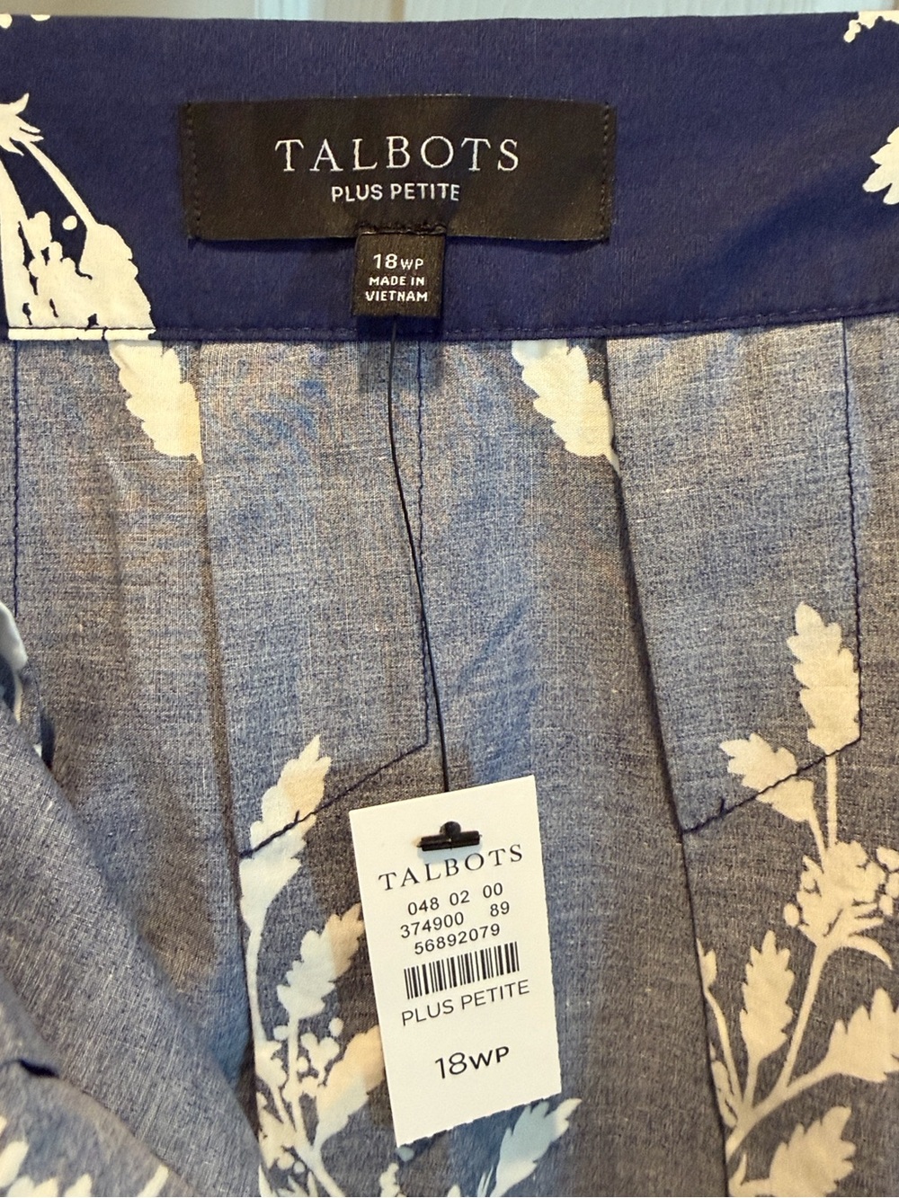 Talbots The Piper Patio Skirt Navy Floral Midi Skirt with Tie Waist 100% Cotton - Picture 5 of 16